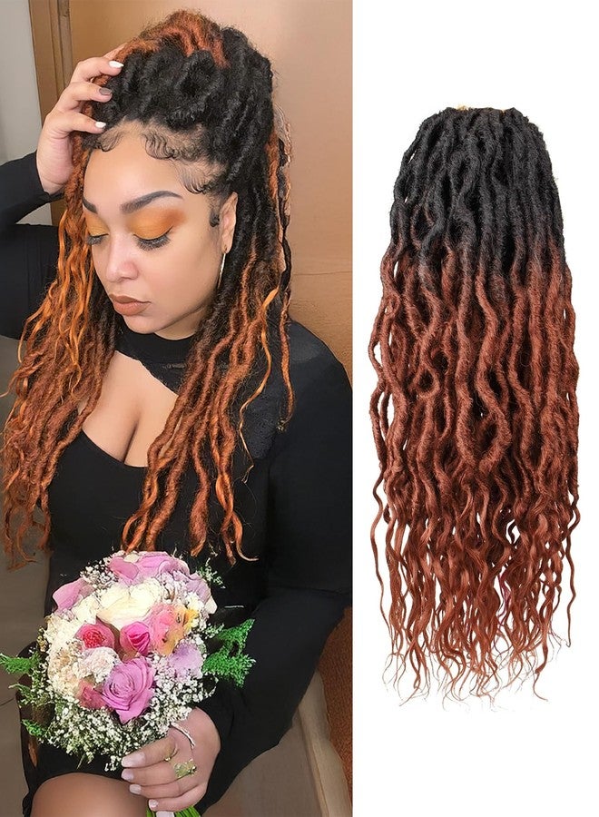 Hahoness Goddess Wavy Locs Crochet Hair 16 Inch 6 Packs Pre Looped Curly Soft Ombre Ginger Faux Locs Dreadlock Synthetic Ombre Braiding Hair Extensions For Black Women(16 Inch-6 Packs,OT1B/350) - Image 1