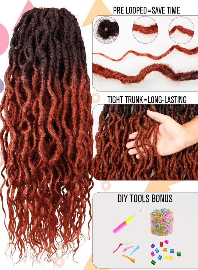 Hahoness Goddess Wavy Locs Crochet Hair 16 Inch 6 Packs Pre Looped Curly Soft Ombre Ginger Faux Locs Dreadlock Synthetic Ombre Braiding Hair Extensions For Black Women(16 Inch-6 Packs,OT1B/350) - Image 4
