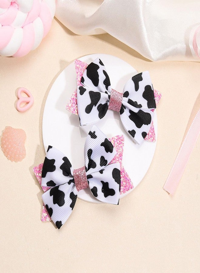 Jeffan 2PCS Cow Print Hair Bow for Girls, Cute Moo Cow Bows with Alligator Clips Hair Accessories for Toddler Infant Children kids (Type C) - Image 3