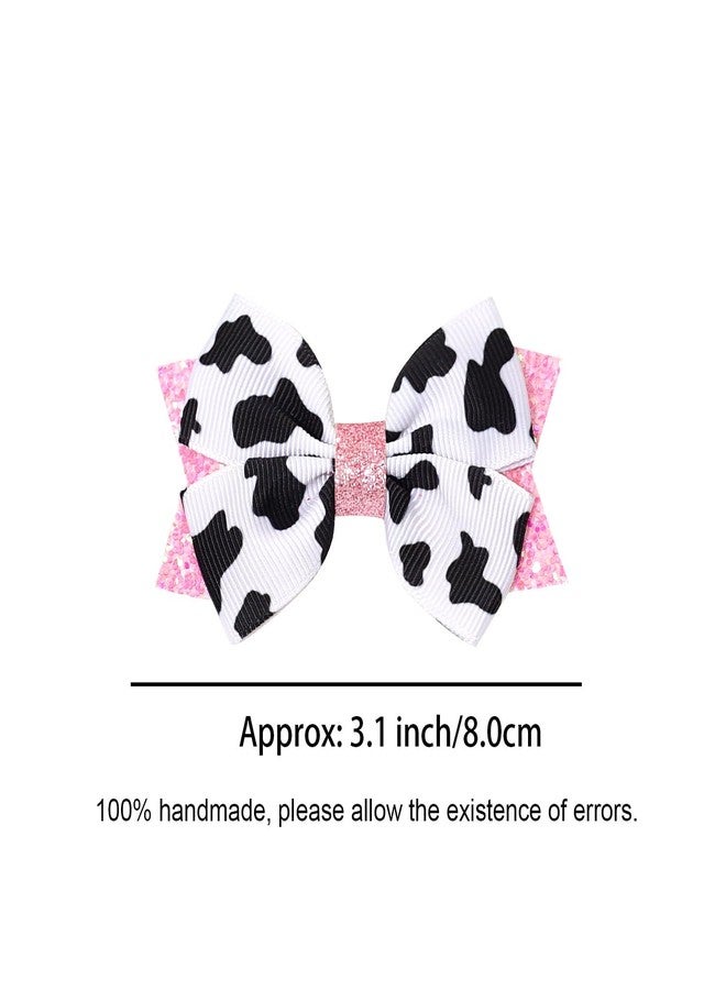 Jeffan 2PCS Cow Print Hair Bow for Girls, Cute Moo Cow Bows with Alligator Clips Hair Accessories for Toddler Infant Children kids (Type C) - Image 2