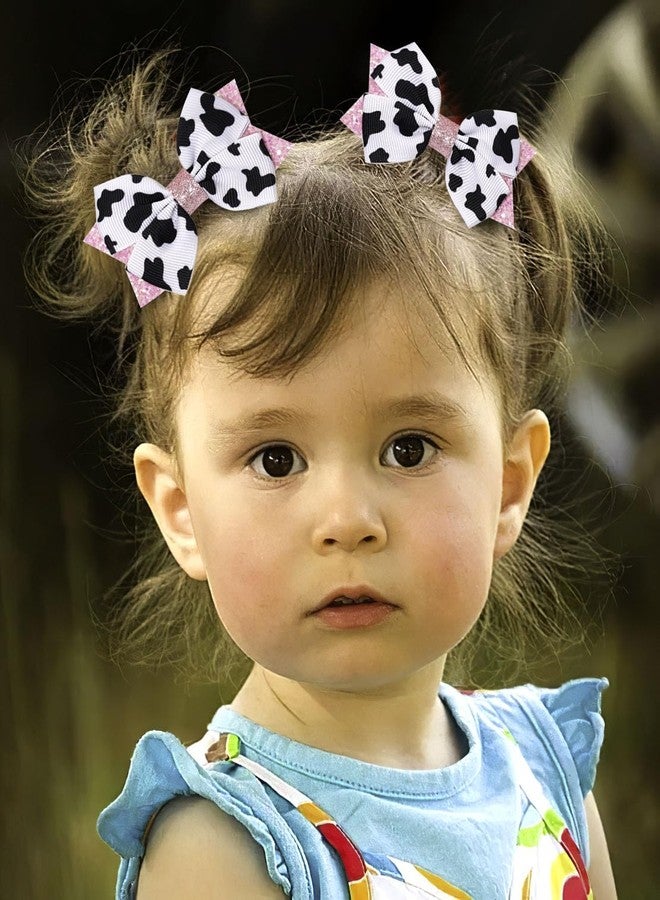 Jeffan 2PCS Cow Print Hair Bow for Girls, Cute Moo Cow Bows with Alligator Clips Hair Accessories for Toddler Infant Children kids (Type C) - Image 5