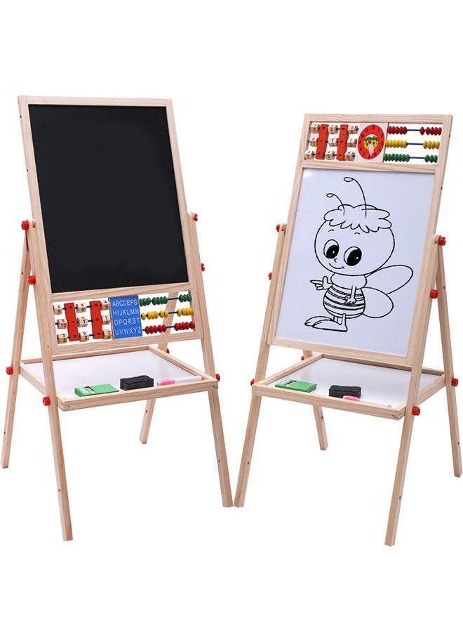 Miya 2 in 1 Kids Easel Height Adjustable Double Sided Art Painting Activity Easel Stand Wooden Dry Erase Board With Whiteboard Chalkboard For Toddler Boys Girls  - Image 4