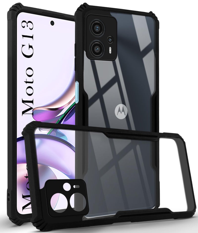 Jkobi Back Cover Case for Motorola Moto G13 (Shockproof with Polycarbonate Clear Panel | Professional Black) - Image 1