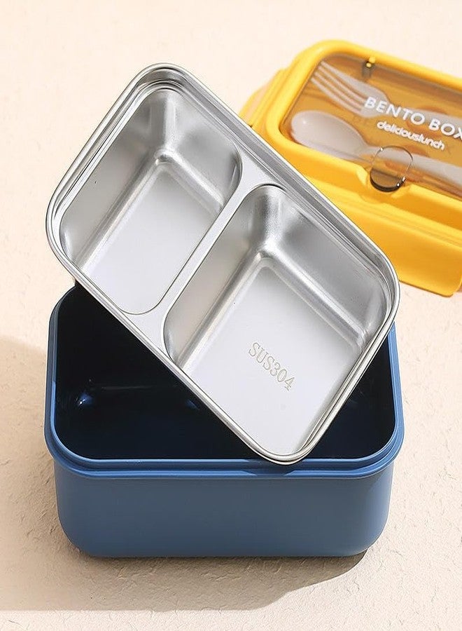 Stavae 2 Compartment Lunch Box with Stainless Steel Bowl for Healthy Living - Stainless Lunch Box for Schools and Trips Airtight Leak-Proof Lunch Box Food Storage Container - Image 3