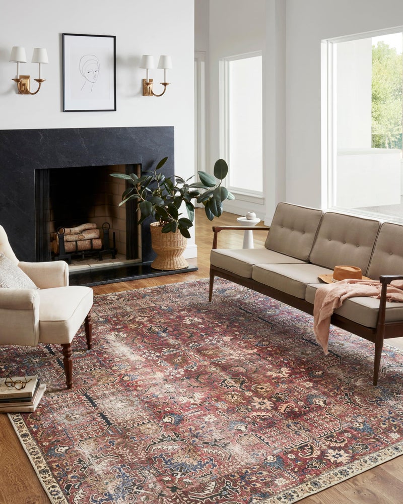 Loloi Chris Loves Julia Jules Collection JUL-01 Merlot/Multi 7'-6'' x 9'-6'', .13" Pile Height, Area Rug - Image 1