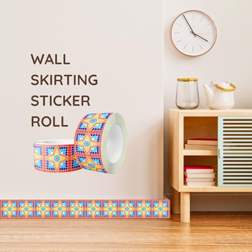 Brandian Strip Tile Sticker Peel and Stick Waterproof Mosaic Border for Living Room and Kitchen Backsplash, Ancient Design, Durable Home Decor (09 Strips, 48 x 10 cm Each - Final Size 432 x 10 cm) - Image 3