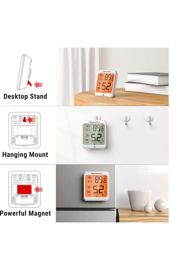 ThermoPro TP53 Digital Hygrometer Indoor Thermometer for Home, Temperature Humidity Sensor with Comfort Indicator & Max Min Records, Backlight Display Room Thermometer Humidity Meter, LCD - Image 5