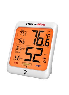 ThermoPro ThermoPro TP53 Digital Hygrometer Indoor Thermometer for Home, Temperature Humidity Sensor with Comfort Indicator & Max Min Records, Backlight Display Room Thermometer Humidity Meter, LCD  - Image 1