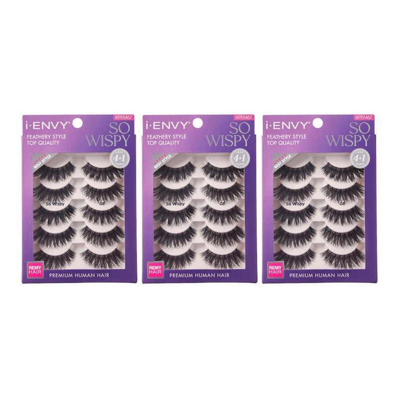 iENVY 15 Pairs So Wispy False Lashes 3 Pack Premium Quality 100 Human Hair Fluffy Feathered Eyelashes With Volume  Curl Natural Look Lightweight Comfortable Reusable for Everyday Wear