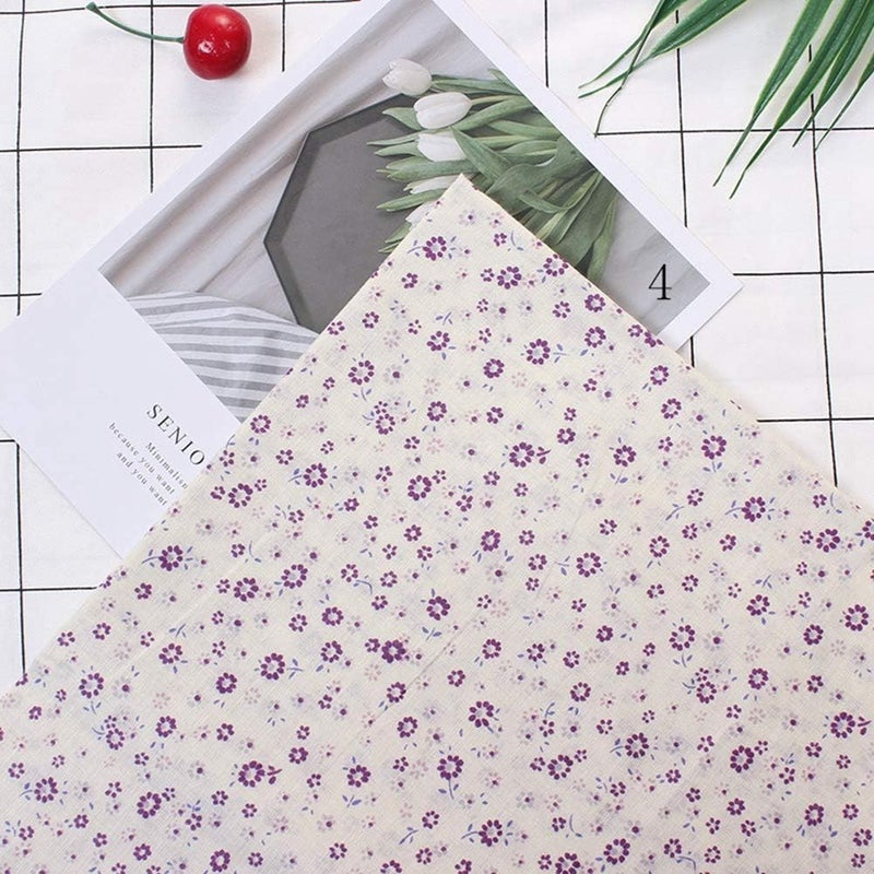 Focket Cotton Craft Fabric 7PcsSet Sewing Cotton Craft Cloth Squares Patchwork Cotton DIY Sewing Scrapbooking Quilting Dot Pattern Artcraft for DIY Sewing and Craft MakingPurple Flower SeriesS - Image 5