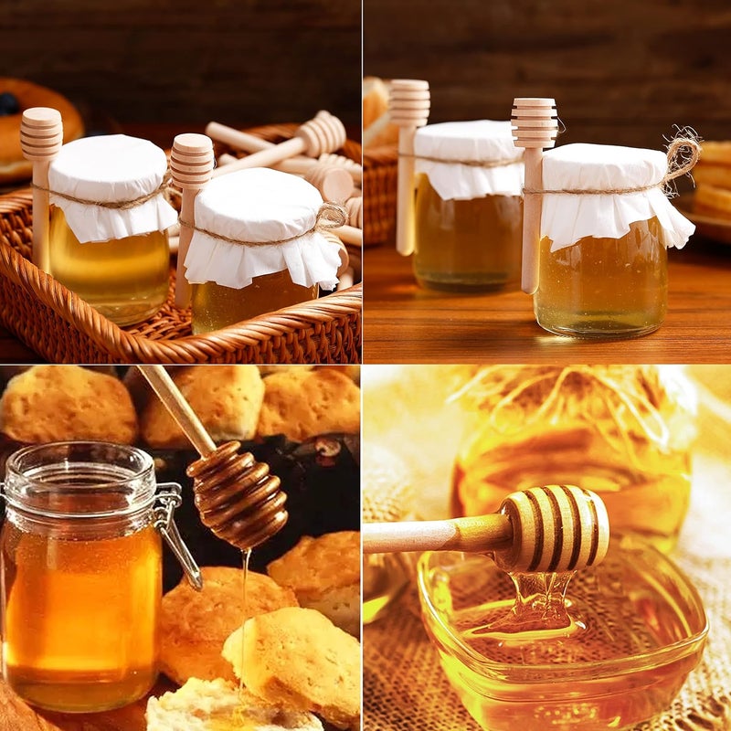 CJFocus 100 Pcs Honey Dipper Sticks, 3 inch Mini Wooden Honeycomb Stick, Small Honey Spoons Stirrer Stick for Honey Jar Dispense Drizzle Honey and Wedding Party Favors Gift - Image 3