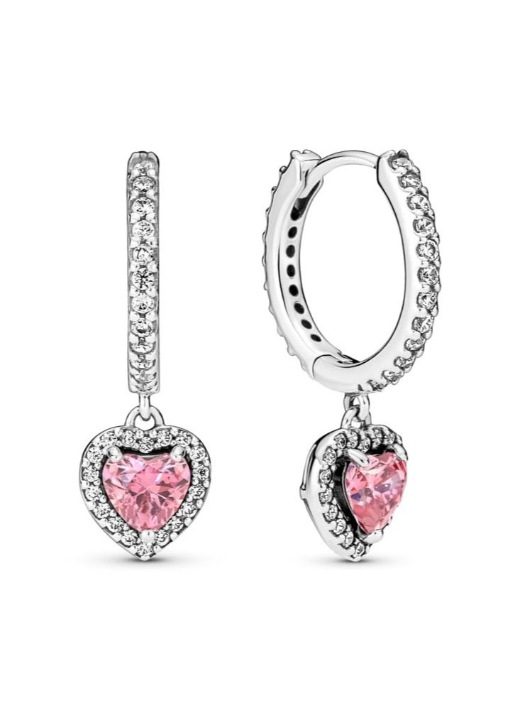 Pandora Violet - PANDORA Halo Heart Earrings - Made in Sterling Silver and Cubic Zirconia - Image 1