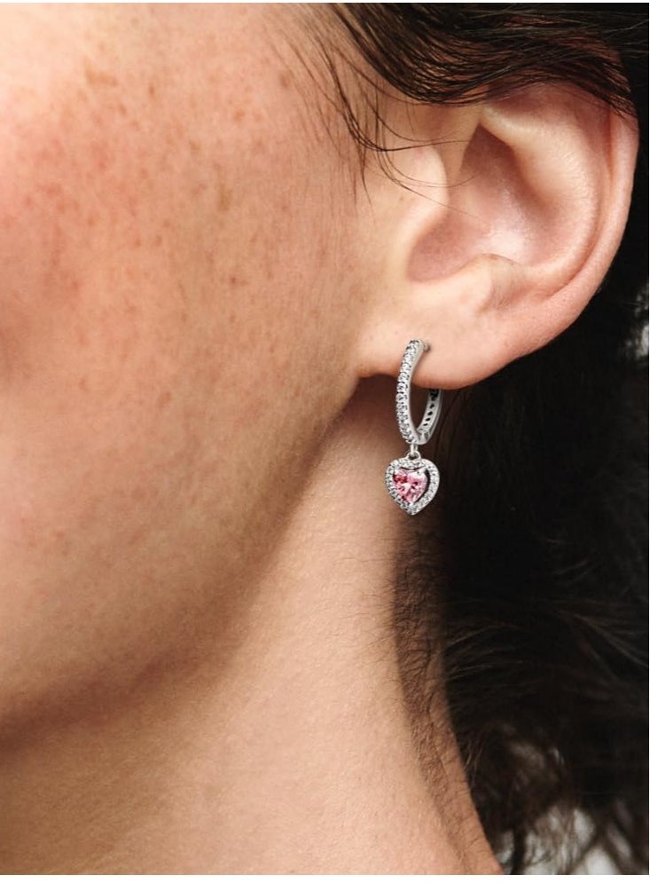 Pandora Violet - PANDORA Halo Heart Earrings - Made in Sterling Silver and Cubic Zirconia - Image 1
