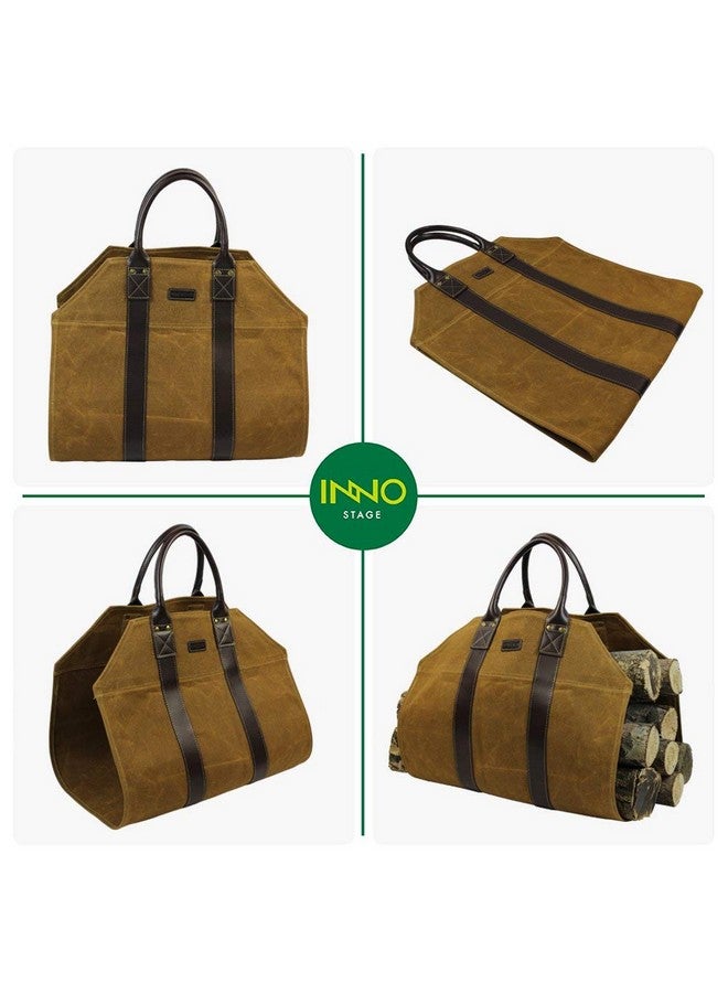 INNO STAGE INNO STAGE Canvas Wood Carriers Firewood Log Tote Bag Waxed Canvas Fire Wood Carrying Hay Hauling Holder for Fireplace Stove Accessories Indoor Outdoor Camping - Image 3