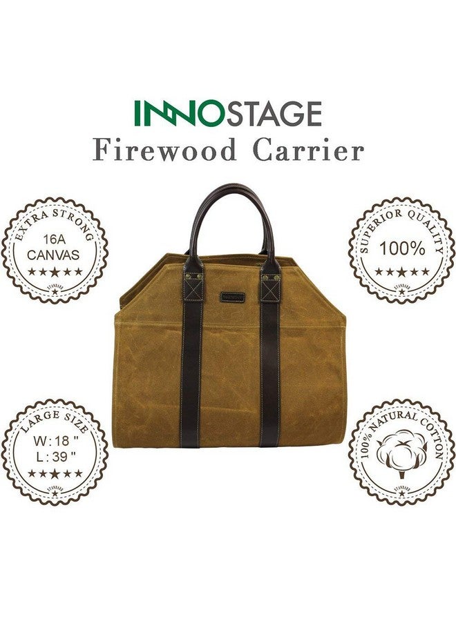 INNO STAGE INNO STAGE Canvas Wood Carriers Firewood Log Tote Bag Waxed Canvas Fire Wood Carrying Hay Hauling Holder for Fireplace Stove Accessories Indoor Outdoor Camping - Image 2