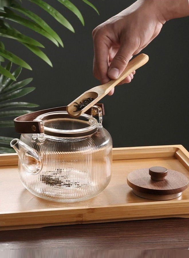 Tea Set Heat-Resistant Glass with Wooden Lid Cooking Double Gallbladder Borosilicate Teapot High Temperature Resistance Kitchen kettle Home Tea Infuser Chinese Tea Ceremony Heater Accessories (Transparent)S - Image 5