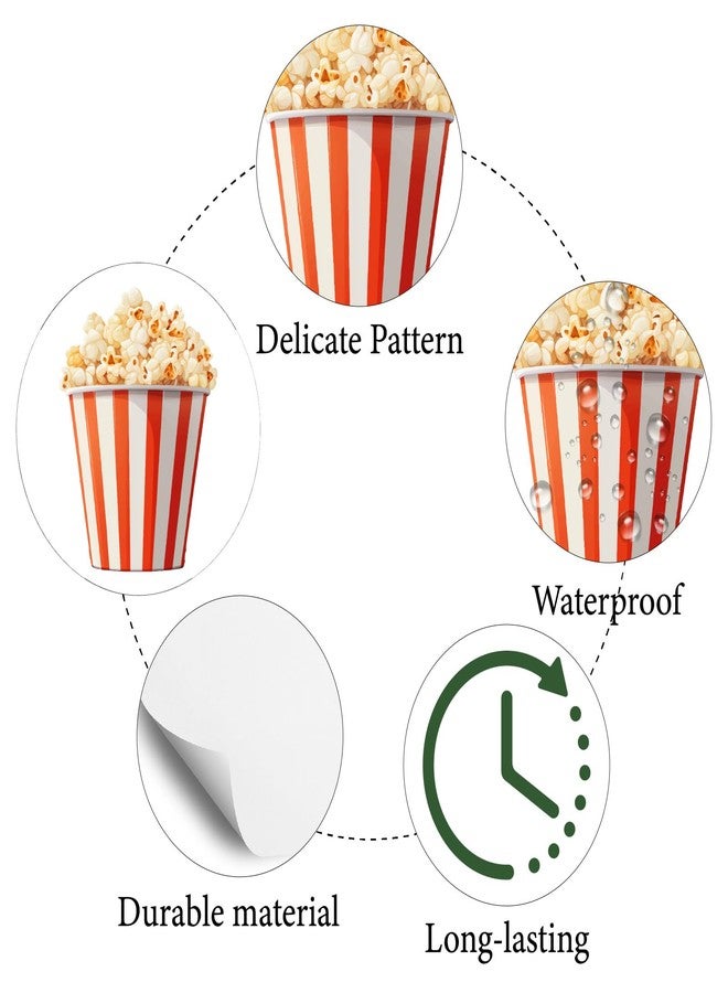 CREATCABIN 128Pcs 8 Sheets Small Popcorn Stickers Party Favor Sticker Labels 0.98 Inch Mini Round Dot Circle Picture Decorative Decals for Planner Scrapbooking Laptop Calendar Envelope Album Decor - Image 3