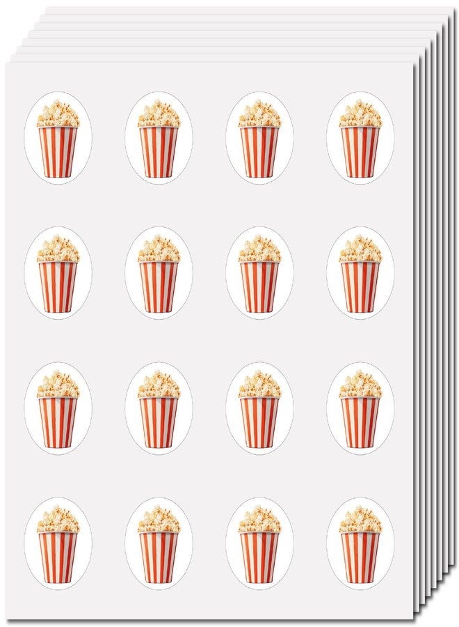 CREATCABIN 128Pcs 8 Sheets Small Popcorn Stickers Party Favor Sticker Labels 0.98 Inch Mini Round Dot Circle Picture Decorative Decals for Planner Scrapbooking Laptop Calendar Envelope Album Decor - Image 1