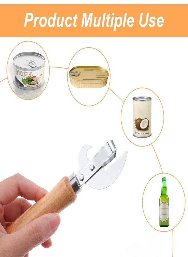 Xosjska Japanese Can Opener Manual, 2 Pcs Stainless Steel Old Fashioned Can Opener Vintage Style Wooden Handle Side Cut Bottle Openers Manual for Restaurant Kitchen Camping Home, Efficient & Practical - Image 3