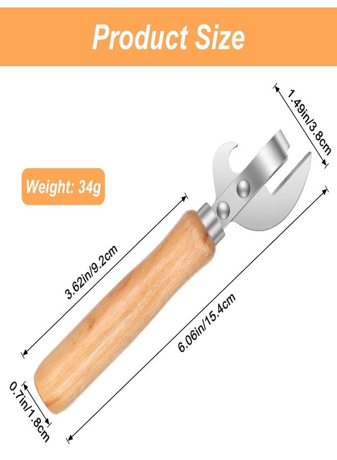 Xosjska Japanese Can Opener Manual, 2 Pcs Stainless Steel Old Fashioned Can Opener Vintage Style Wooden Handle Side Cut Bottle Openers Manual for Restaurant Kitchen Camping Home, Efficient & Practical - Image 2