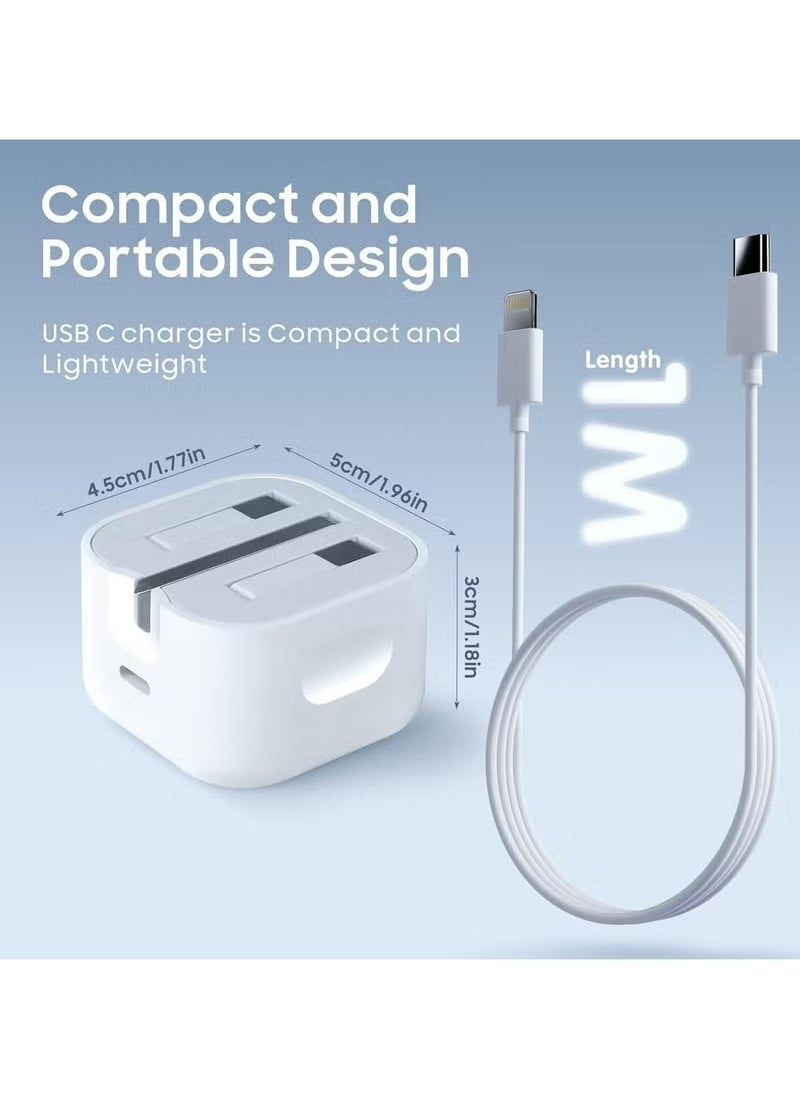 Goldfish - iPhone 20W Fast Charger | USB C Wall Fast Charger with USB C to Lightning Cable Compatible with iPhone 14/14 Pro/14 Pro Max/13/12/SE2020/11/XR/XS Max/X/iPad.iphone charger,suit for apple charger,iphone charger - Image 1