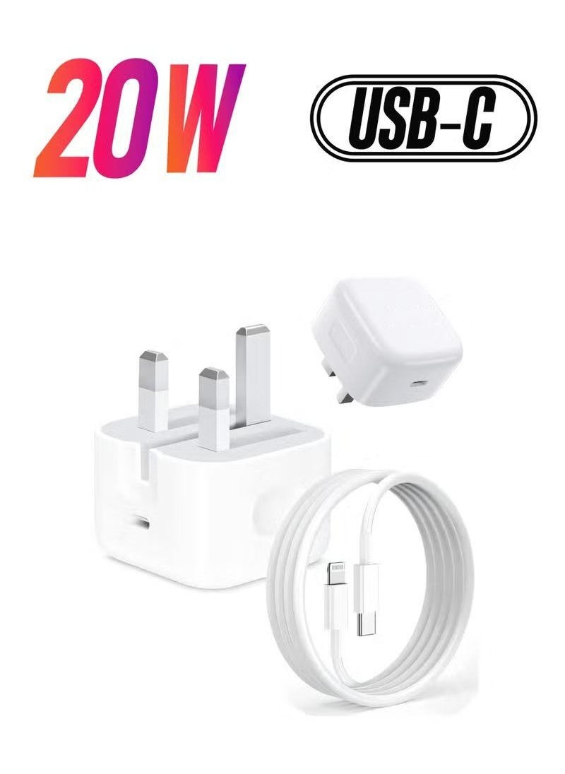 Goldfish - iPhone 20W Fast Charger | USB C Wall Fast Charger with USB C to Lightning Cable Compatible with iPhone 14/14 Pro/14 Pro Max/13/12/SE2020/11/XR/XS Max/X/iPad.iphone charger,suit for apple charger,iphone charger - Image 1