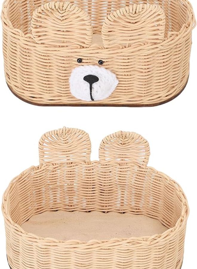 حامل علبة المناديل من خوص البيج موزع مناديل ورقية زخرفية للمنزل والمكتب - Image 1