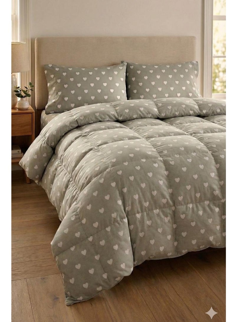 Yarlin-Quilt Cover With Zipper 220*240  (Mini White Hearts 2) Design