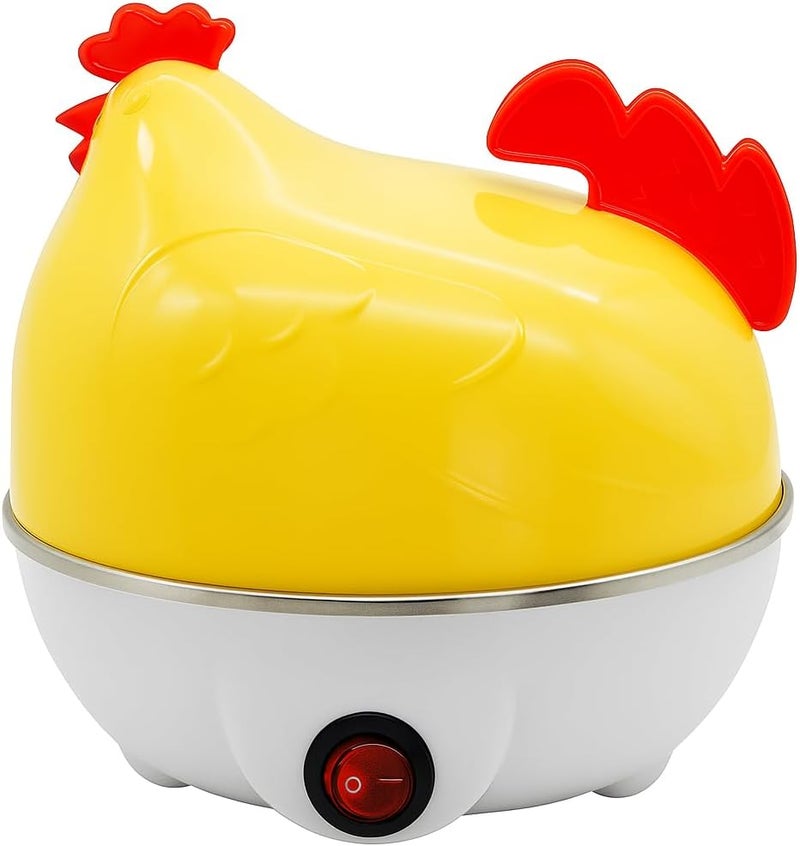 FITTO Hen-Shaped Yellow Egg Cooker - 7 Egg Capacity, Fast Electric Boiler for Hard, Soft, and Medium Eggs, Compact and Portable, Easy to Clean, Automatic Shutoff - Image 1