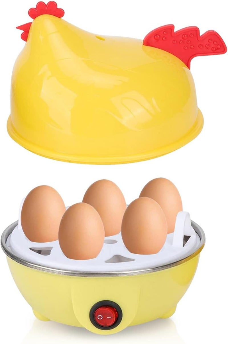 FITTO Hen-Shaped Yellow Egg Cooker - 7 Egg Capacity, Fast Electric Boiler for Hard, Soft, and Medium Eggs, Compact and Portable, Easy to Clean, Automatic Shutoff - Image 3