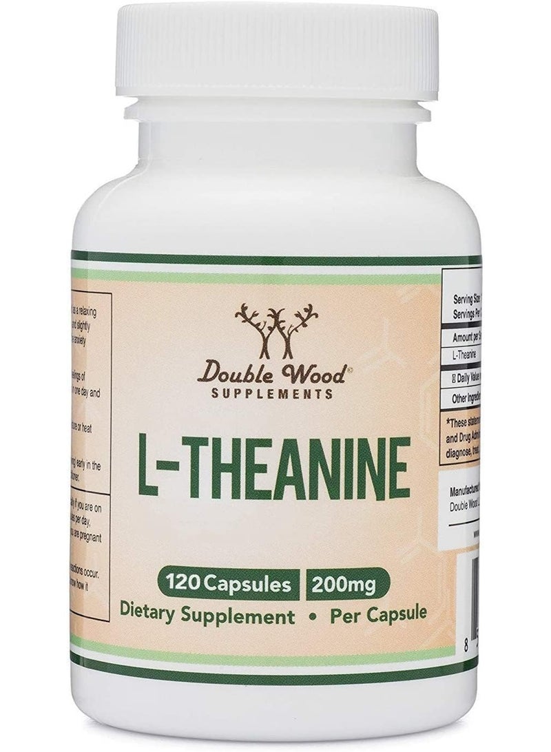 Double Wood L-Theanine 200mg | 120 Capsules | Non-GMO | Gluten Free | Third Party Tested - Image 1