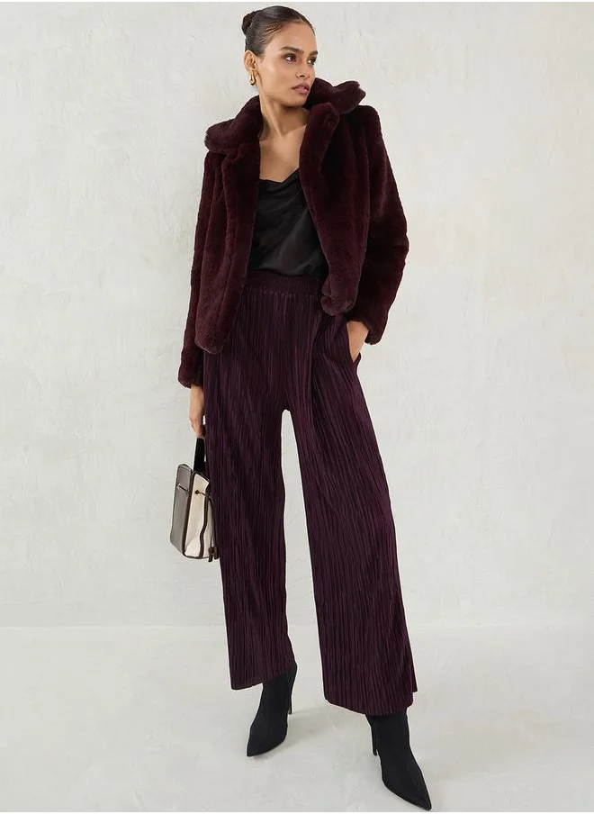 Femmella Plisse Mid Rise Straight Fit Pant by Styli