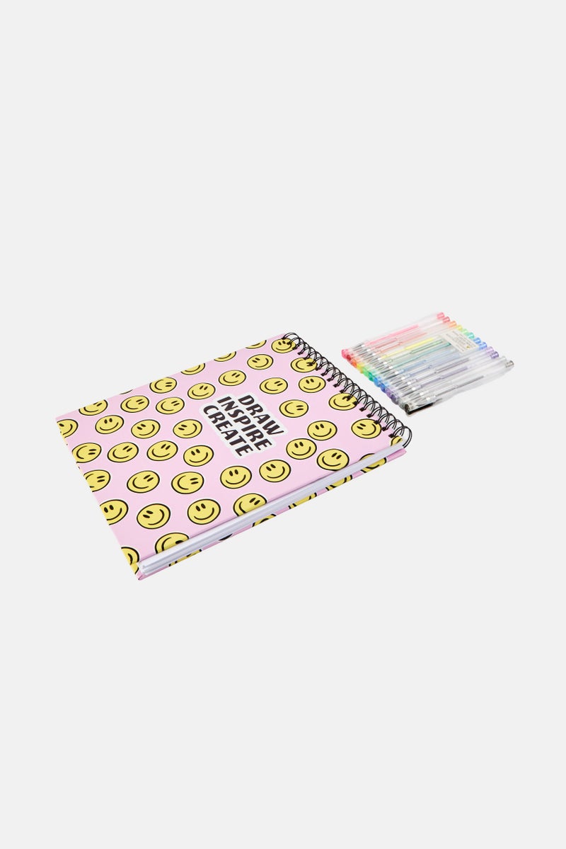 Paperbuzz Sketchbook With Perforated Pages And 12 Gel Pens Daisy, Multicolor - Image 2