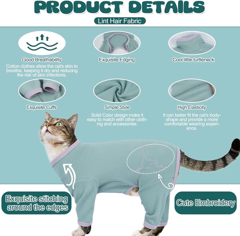 ADNIKIA Cat Pajamas for Cats Only, Sticky Hair Cat Clothes, Sphynx Hairless Cats Sweater, Recovery Suit After Surgery, Prevent Lost Hair Kitten Onesie Shirts Costumes Outfits for Pet - Image 3