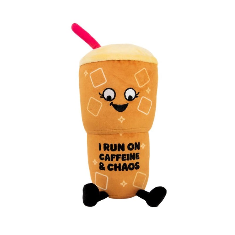 Punchkins Coffee Plushie I Run On Caffeine Chaos Punny Plush Gift for Coffee Lovers Food Plush Toy for Gifting - Image 3