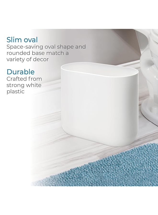 InterDesign Cade Slim Bathroom Trash Bedroom Kitchen Office White Waste Can - Image 4