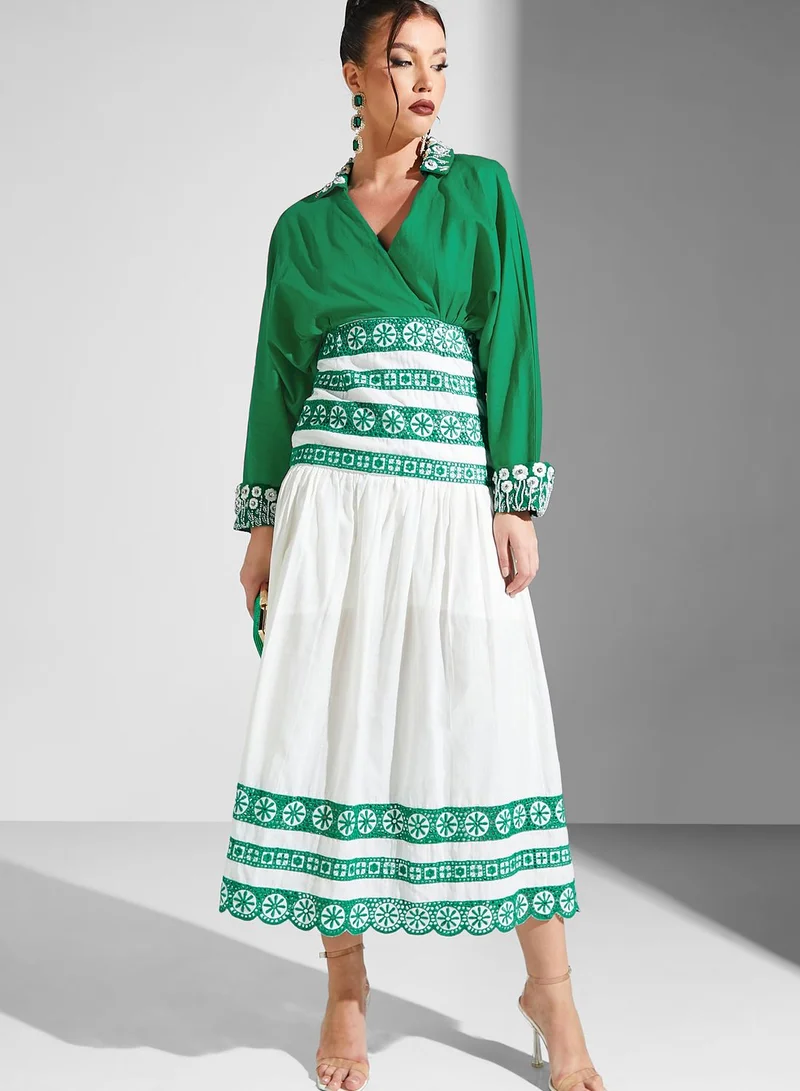 Threadz by Ajooni Embellished Printed Waist Dress