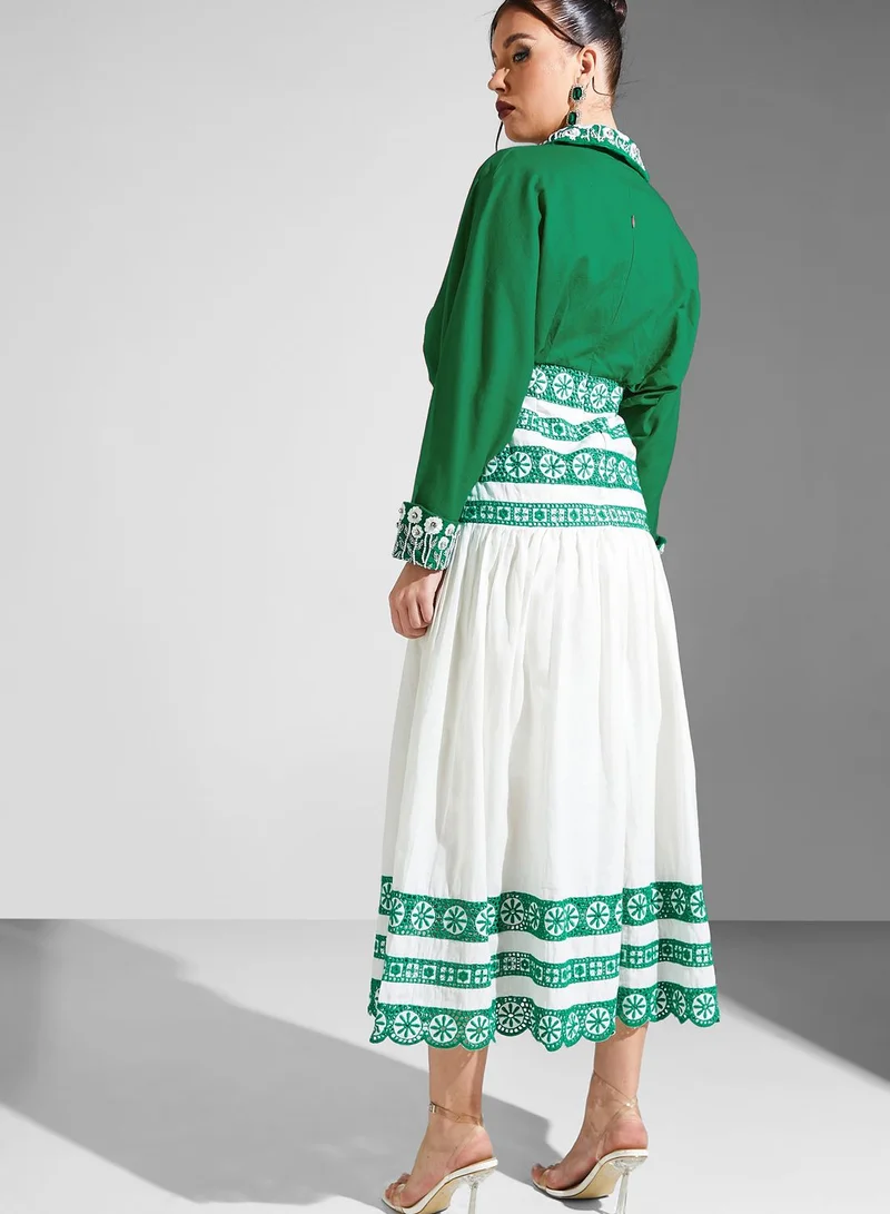 Threadz by Ajooni Embellished Printed Waist Dress