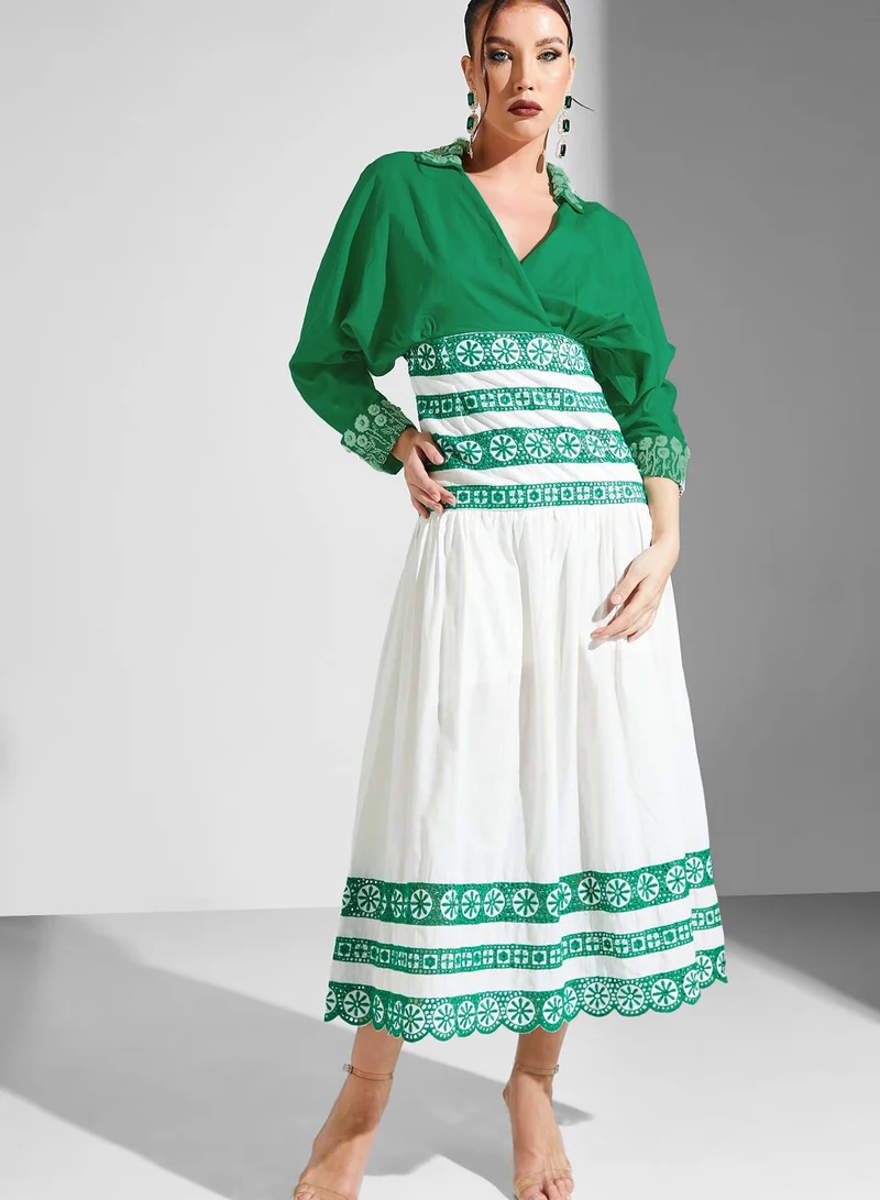 Threadz by Ajooni Embellished Printed Waist Dress