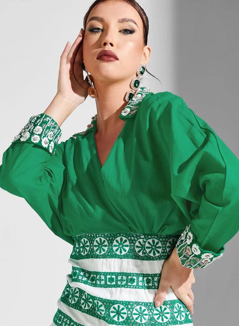 Threadz by Ajooni Embellished Printed Waist Dress