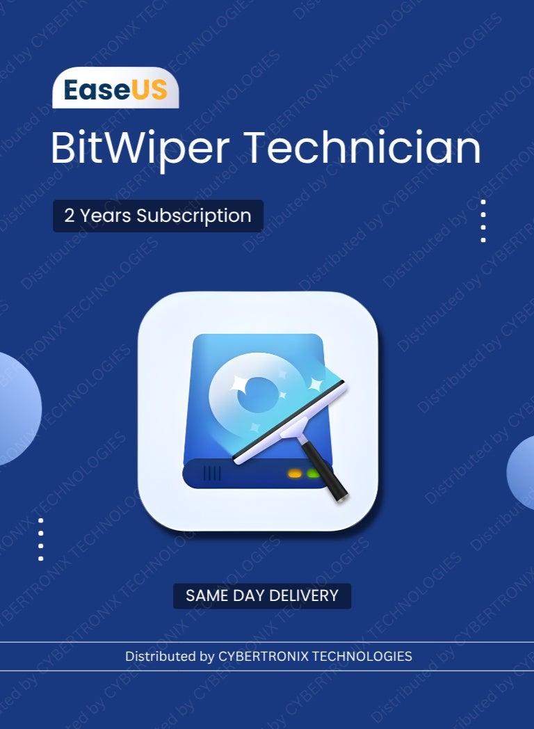 EaseUS BitWiper Technician | Unlimited Devices | 2 Years | Digital License | Same Day Delivery
