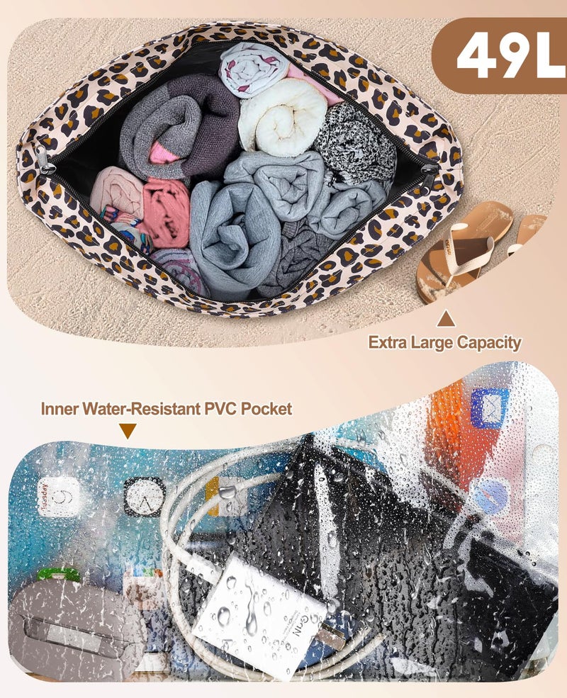 ISEYOU Beach Bag with Cooler, 49L Large Family Beach Tote with Zipper, Waterproof Sandproof Beach Bags for Women and Men, Foldable Lightweight Travel Bag for Pool, Picnic, Gym - Image 4