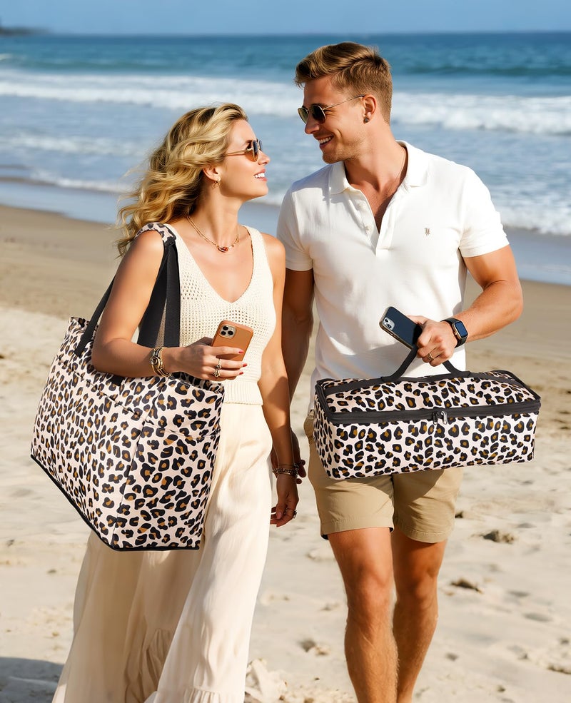 ISEYOU Beach Bag with Cooler, 49L Large Family Beach Tote with Zipper, Waterproof Sandproof Beach Bags for Women and Men, Foldable Lightweight Travel Bag for Pool, Picnic, Gym - Image 2