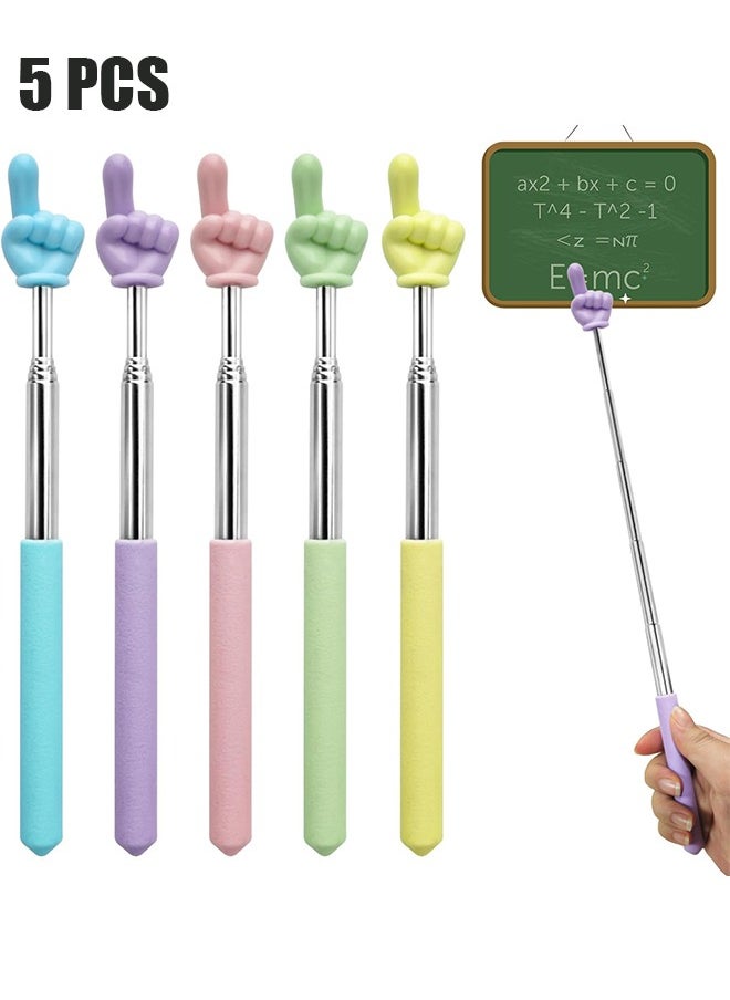 HY 5 Pcs Retractable Teacher Pointer Stick for Classroom Kids Reading Finger Pointer Stick for School Kindergarten Elementary, Classroom Supplies  - Image 1