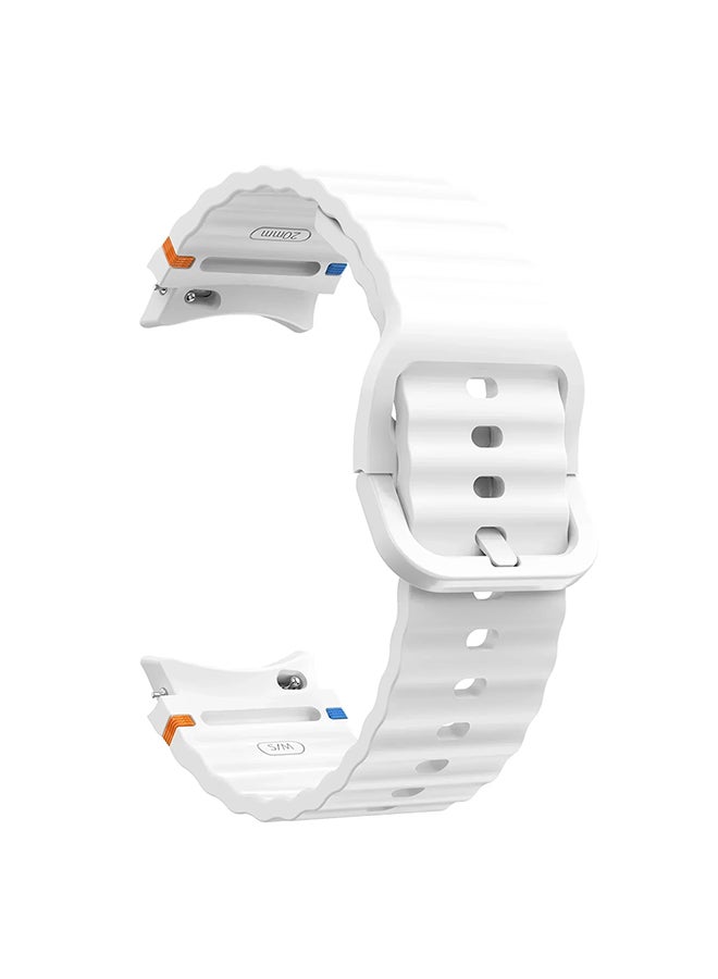 O Ozone No Gap For Samsung Galaxy Watch 7 6 5 4 Band 40mm 44mm/For Galxy Ultra 47mm/For Galaxy FE/5 Pro/6 Classic,20mm Soft Silicone Sport Bands- White - Image 3