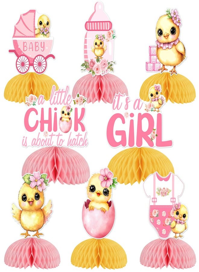 Cheereveal 8Pcs Chicken Themed Baby Shower Honeycomb Centerpiece, A Little Chick Is About To Hatch Table Decorations, Barnyard Farm Animal Theme Baby Shower Birthday Party Supplies for Girls - Image 1