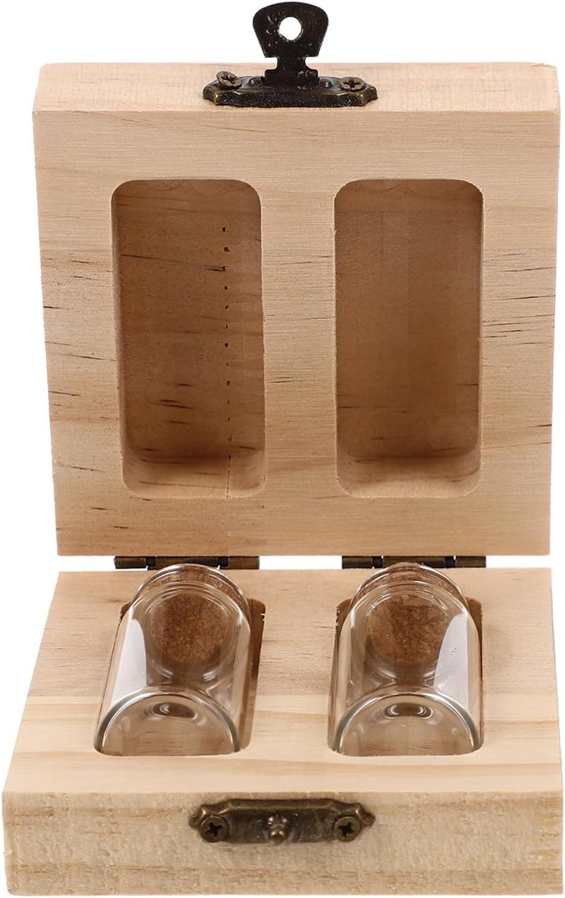 HOMSFOU Fetal Hair Storage Box Umbilical Cord Bottle Keepsake for Baby Hair Teeth Blessing Notes Wooden Souvenir Storage with Glass Bottle 3.14 X 3.14 X 1.37 in - Image 4
