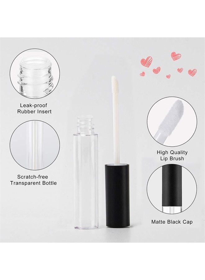 GTHER 10ML Lip Gloss Tubes Empty, Empty Lip Gloss Containers, Clear Refillable Lip Balm Bottles with Rubber Inserts and Funnel for Lip Samples Set of 10 (Matte Black + Transparent) - Image 3