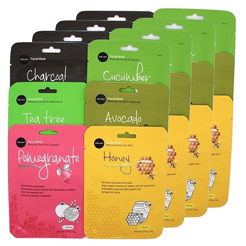 celavi Essence Facial Face Mask Paper Sheet Korea Skin Care Moisturizing 4 packs for each 6 flavors New KBeauty Skincare 24 masks in a pack Made in Korea
