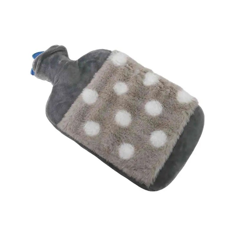 Rubber Heat Water Bag with Plush Cover for Pain Relief- Gray color